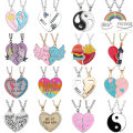 Fashion Best Friends Honey Love Couple Pendant Necklace 2 Pcs/ Set Chain Choke Broken Heart BFF Good Friendship Jewelry Gift. 