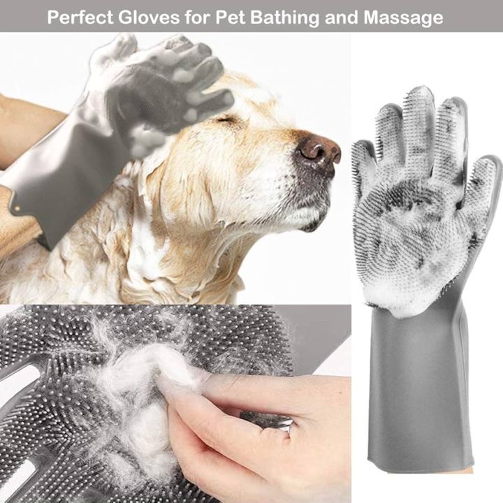 Pet Grooming Gloves for Bathing and Hair Removal, Dogs and Cats