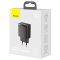 Baseus Compact Fast Charger Fast Charging Wall Charger U+C 20W US Black. 