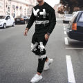 Tracksuit Set Men's Clothing 2 Pcs Summer Sports Suit 3d Print Smiley Casual Men Sets Outfits Long Sleeves T-shirt+Pants Male. 