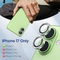 for iPhone 17 White Color Camera Lens Protector Bling, Individual Diamond Metal Ring with 9H Hardness, Scratch-Proof Camera Screen Protector Case Friendly (Sage Diamond).