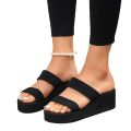 【Trending】 Wedge Heel Thick Sole Ladies Sandals High Heels Sandals Summer Casual Women Shoes Beach Flip Flops Solid Slides Women Slippers. 
