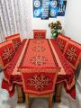 Screen Print Dining Table Runner And Chair Cover Set - Elevate Your Dining Table Decor With This Set Featuring A Screen-Printed Table Runner And Six Matching Chair Covers.