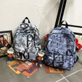 Schoolbag Men's Trendy Korean Style Printed Graffiti High School Student Large Capacity Domineering Backpack Junior High School Student College Female Backpack.
