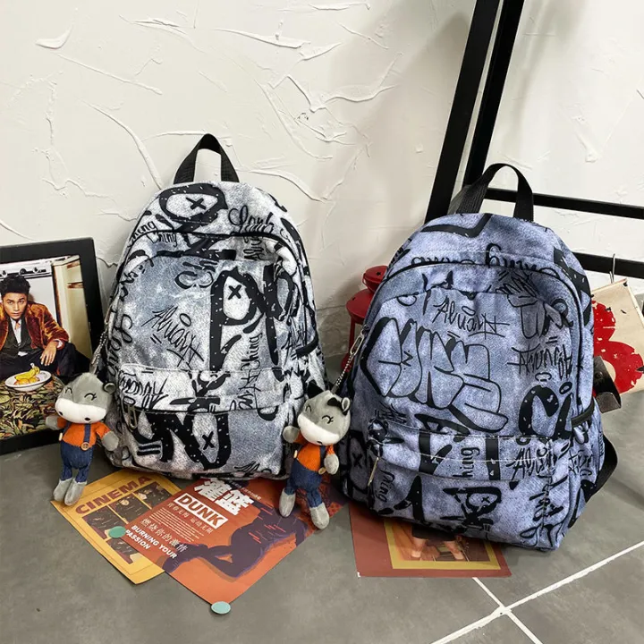 Schoolbag%20Men's%20Trendy%20Korean%20Style%20Printed%20Graffiti%20High%20School%20Student%20Large%20Capacity%20Domineering%20Backpack%20Junior%20High%20School%20Student%20College%20Female%20Backpack%20-%20Image%205