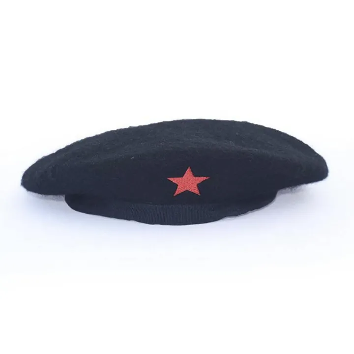 Che Guevara Black Cuban Military Beret with Embroidery Red Star
