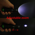 Purple White Dual Light Flashlight LED Ultraviolet Torch Zoom Retractable Flashlight Lamp Fluorescent Agent Detection Flashlight 1Pcs. 