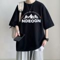 Short SleeveTT-shirt Men plus-Sized XL Mens Summer Fashion Cropped Sleeve Hong Kong Style LooseinsCouple Clothes T-shirt.