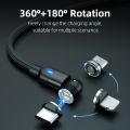 540 Rotate Magnetic Cable Fast Charging Phone Charger Type-C USB C Cable For Huawei P Smart 2021 Honor 10X 9X Lite 30 20 10 9 8. 