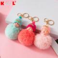 Pompom Sleeping Baby Keychain Cute Fluffy Plush Doll Keychains Women Girl Bags Keyrings Cars Key Ring Key Chain Dropshipping. 