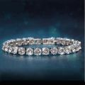 4mm Moissanite Tennis Bracelets for Women 100% 925 Sterling Silver Gemstone Bangle Wedding Sparkles Lab Diamond Bracelet. 