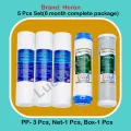 Comprehensive PP, GAC, CTO Filter Set - 05 Pieces - 03 PP, 01 Net, 01 Box - 01 Micron - Ensure Clean and Safe Drinking Water. 