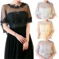 Women Party Bridal Casual Lace Shawl Wedding Cape Evening Dress Cape Style Shawl Elegant Light Sheer Gauze.