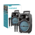 GTS 2385 Portable Rechargeable 8 inch Wireless Speaker With 2 Wireless Microphone Karaoke. 