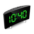 Digital Alarm Clock LED Curved Surface Mirror Electronic Clock Night Mode Snooze Desktop Table Clock for Home Decoration. 