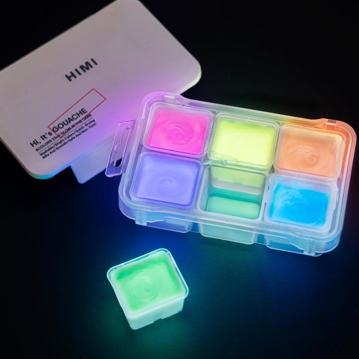 HIMI Glow in The Dark Jelly Gouache Paint Set, 6 Colors 23ml
