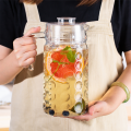 1.8 Litre Green Apple Deli Glassware Crystal Clear Glass Water Jug And Juice Jug And Pitcher With Plastic Lid.