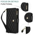YM016 Rhombic Zipper Card Wallet Leather Phone Case with Lanyard For Google Pixel 8 Pro. 