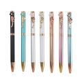 Pink Cherry Blossom Pen Rose Flower Pen Metal Ballpoint Pen Cute Rotary Ball Pens Business Signature Pens Office School Writing Supplies.