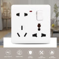 6 Pin Multi Gang Socket with Indicator 3 pin & 2 Pin Multi Function Universal Wall Switch Socket.