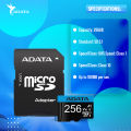 ADATA Premier 256GB microSDXC UHS-I Class10 Memory Card with Data Transfer up to 100MB/s, Class 10 and V10 - Supports Full HD Video and Compatibility Across Multiple Devices. 