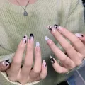 24pcs False Nails Coffin Almond Artificial Nails With Glue Full Cover Korean Nail Tips Press On Nails Sweet Summer Manicure. 