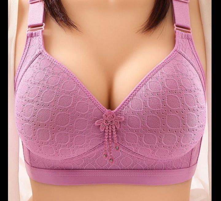Wireless%20Padded%20Push%20Up%20Grid%20Bra%20Brassiere%20Underwear%20-%20Image%204