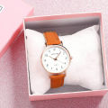 badgeCarat Women Quartz Watch Pointer Display Faux Leather Strap Round Dial Quartz Movement Pin Buckle Decoration Precise Time Luminous Women Wristwatch. 