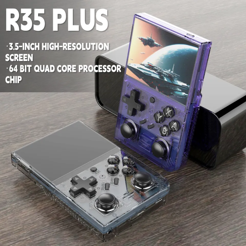 WeLohas DR35 Plus Handheld Retro Gaming Console Linux System with 64G Card, Support 13 Emulator Including 15000 Fun Games, 3.5 Inch IPS Screen, Hand Hero Video Game Console Gift (DE-DR35-Black