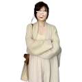 Loose lazy sweater jacket women 2024 new autumn and winter white knitted cardigan for outerwear medium to long style.