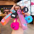 Kpop Idol BTS BT21 cute cartoon silicone doll keychain key ring pendant.