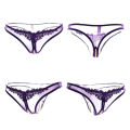 Crotch Open G String Thong Lingerie Women Crotchless Panties Bowknot Pearls Lace Underwear Home Wear. 