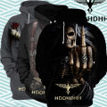 HDDHDHH Brand Printing 3D Skull Print Men Non Plush Pullover Sweatshirts Suits Fashion Gothic Men's Tracksuit Oversized Hoodie.