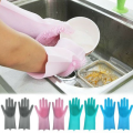 2 pcs High Quality Silicone Dish Washing Kitchen Hand Gloves (Multicolor) - Hand Gloves.