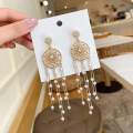 Korian Classic Fashion Alloy Flower Drop Earrings Tassel Women Earing. 