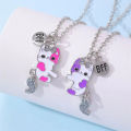 【Trending in Fashion】 2Pcs/set Cartoon Cat Shape Pendant Chain Friends Necklace BFF Friendship Children's Jewelry Gift For Girls Qoddess.