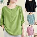 Button Up Beauty: Vintage Style Cotton Blouse for Women.