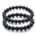 Lava Rock Stone Dumbbell Mens Bracelet.