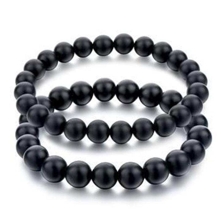Lava Rock Stone Dumbbell Mens Bracelet