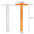 1Pcs T-shaped Double Side Scale Ruler Drafting Drawing Tool Plastic School Office Supplies Stationery Accessory 30cm (Inch, Cm) MuXiaRe. 