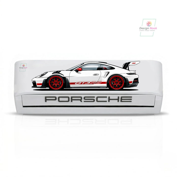 Porsche GT3 AC Sticker Car | Transparent Waterproof Vinyl Air Conditioner Sticker | Split AC Decoration | Free Size Fits 1 Ton 1.5 Ton & 2 Ton AC