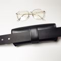 Portable Waist PU Leather Eye Glasses Sunglasses Box Case Black Cover Folding Sunglasses Case Wearing on Belt Cases 160*65*45mm. 
