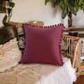 Decorative Throw Pillow Covers For Couch Bed Soft Particles Velvet Solid Cushion Covers With Pom Poms. 