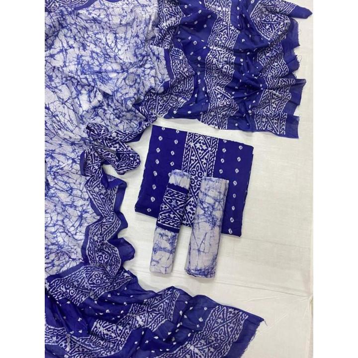 Vip Chunri Batik Three Piece For Women - 3 Pice Dress