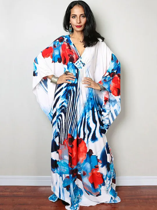 Deep%20V-neck%20Batwing%20Sleeve%20Red%20Printed%20Long%20Dresses%20Women%202024%20Summer%20Kaftan%20Beach%20Wear%20Bohemian%20Women%20Maxi%20Dress%20Q1289%20House%20Foocus%20-%20Image%204