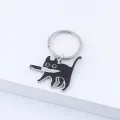 Cute Cartoon Knife Cat Keychain Stainless Steel Black Kitten Key Chains Keyring Bag Pendant Hanging Jewelry Gift. 