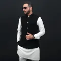 Stylish black koti for men panjabi | Panjabi vest or waist coat for men | Mujib coat for men black half.