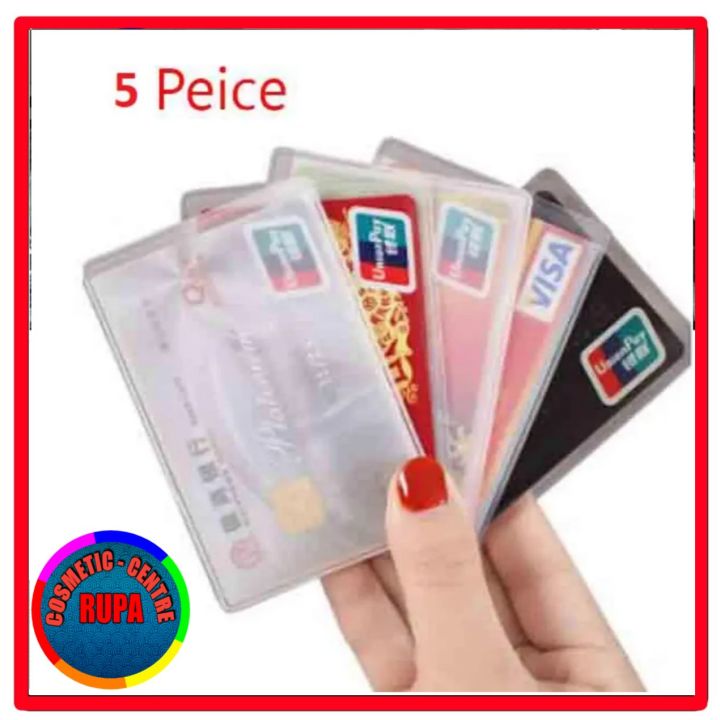 5 pcs transparent pvc card holder.
