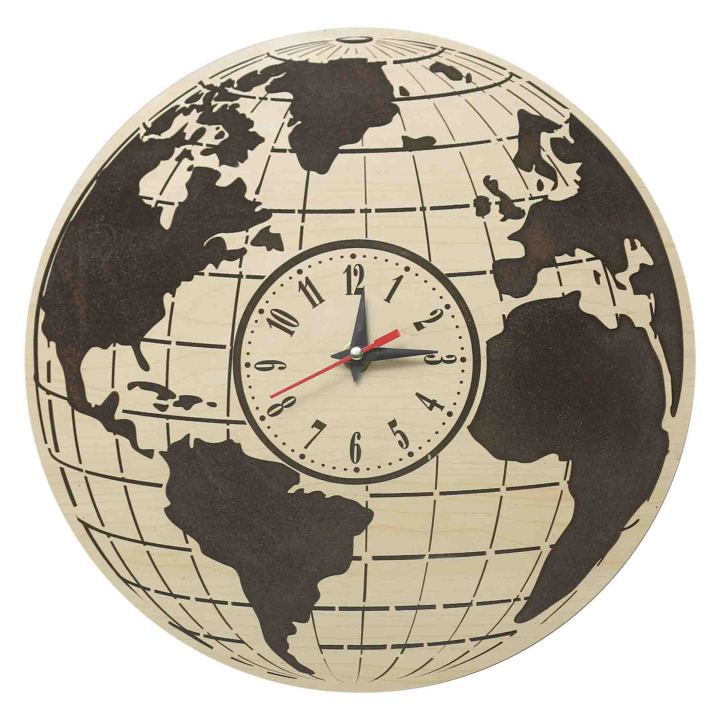 Wooden World Map Large Decorative Wall Clock Modern Design INTWC-01251 ...
