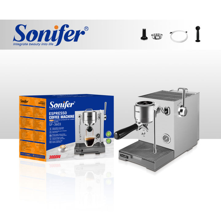 Sonifer SF-3603 Professional Espresso Machine with Smart Temperature Control for Cafe Restaurant and Home Barista Use